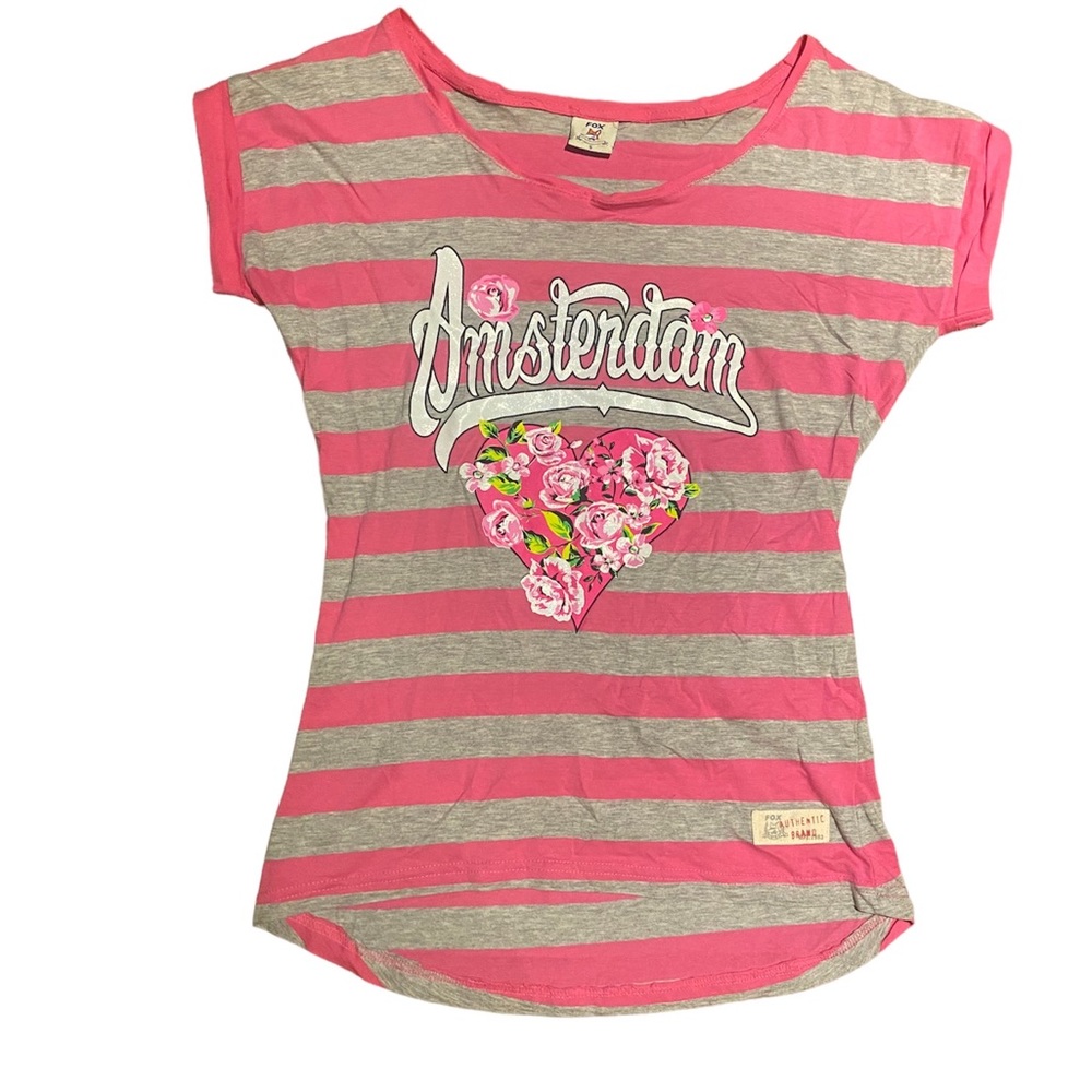 Pink and grey striped shirt